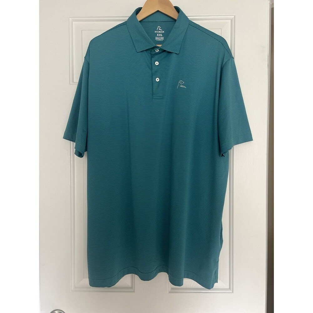 Rhoback Men’s Polo Shirt Size XXL Blue/green Stripe